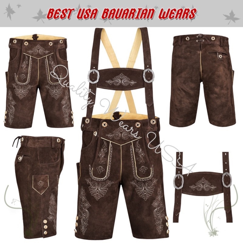 Men Oktoberfest Authentic lederhosen shorts Style 2